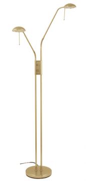 Twin head floorstand reading lamp in satin silver ID Large View