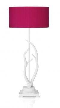 Antler Table Lamp in White with Silk Shade - Colour Options - DISCONTINUED Large View
