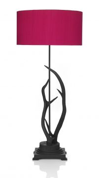 Antler Table Lamp in Black with Silk Shade - Colour Options - DISCONTINUED Large View