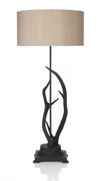 Antler Table Lamp in Black with Silk Shade - Colour Options - DISCONTINUED Large View