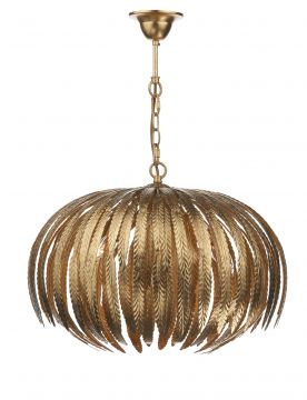 Golden Feather Suspended Single Ceiling Pendant ID Large View