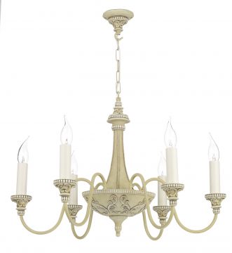Six Arm Decorative Chandelier in Antique Cream ID Large View