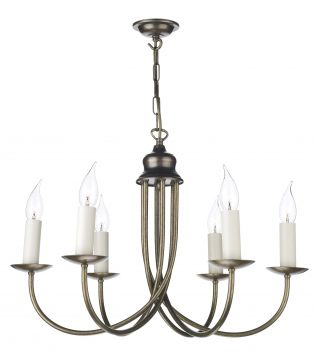 6 Light Pendant Aged Brass (Shade Sold Separate) ID Large View