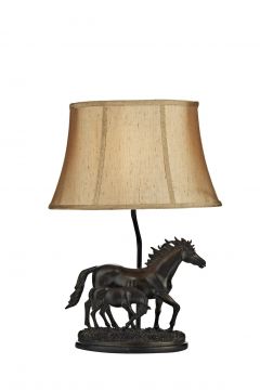 Bronze Effect Horse Table Lamp complete with Shade - DISCONTINUED Large View