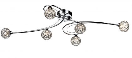 6 Light Flush in Polished Chrome with Glass Beads ID Large View