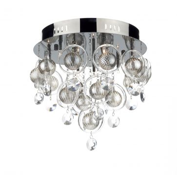 Nine Light Flush Ceiling Light in Black Chrome - DISCONTINUED Large View