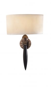 Wall Light in Black Bronze complete with White Taped Shade ID Large View