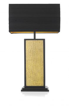 Black/Gold Table Lamp complete with Black/Gold Silk Shade - DISCONTINUED Large View