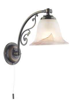 Single Wall Light in Antique Brass with Glass Shade - DISCONTINUED Large View