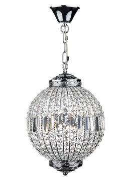 Polished Chrome and Crystal Glass 6 Light Single Pendant - DISCONTINUED Large View