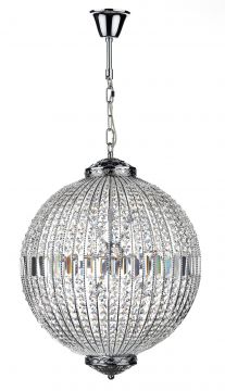 Polished Chrome and Crystal Glass 12 Light Single Pendant - DISCONTINUED Large View