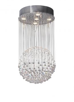 5 Light Pendant Falling Crystal Chandelier - DISCONTINUED Large View