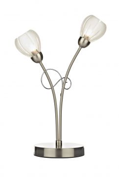 Satin Chrome and Glass 2 Light Table Lamp - DISCONTINUED Large View