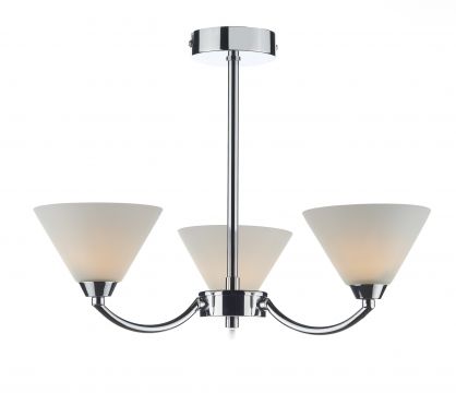 Polished Chrome and Glass 3 Light Semi Flush - DISCONTINUED Large View