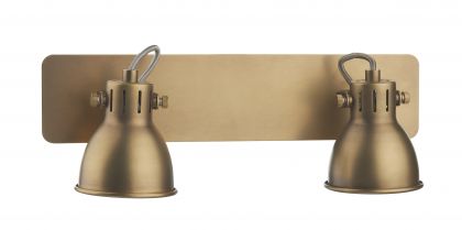 Natural Brass 2 Spotlight Bar with an  Oblong Backplate - DISCONTINUED Large View