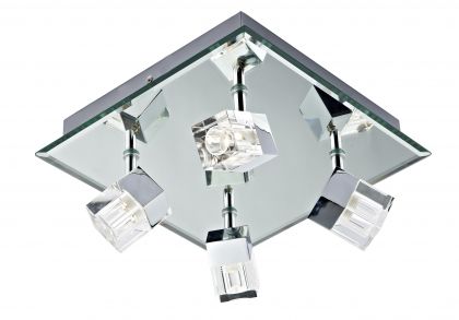 LED 4 Light with Mirrored Chrome Backplate IP44 ID Large View