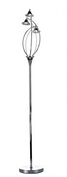Polished Chrome 3 Arm Floor Lamp with Crystal Glass Shades ID Large View