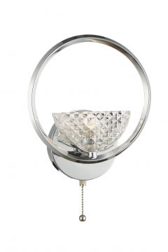 Polished  Chrome and Faceted Glass Single Wall Bracket - DISCONTINUED Large View