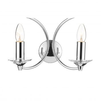 Polished Chrome Double Wall Bracket with Crystal Glass Sconces ID Large View