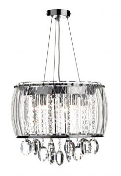 Polished Chrome and Crystal 5 Light Pendant - DISCONTINUED Large View