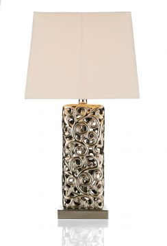 Ceramic Silver Table Lamp complete with Cream Shade - DISCONTINUED Large View