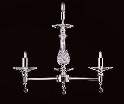 Nickel Finish and Crystal 3 Arm Chandelier ID  Large View