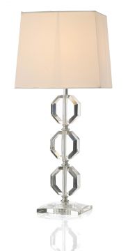 Crystal Glass Table Lamp complete with Cream Shade - DISCONTINUED Large View