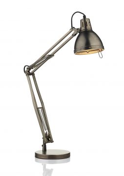 Single Head Antique Chrome Table Lamp with Shade - DISCONTINUED Large View