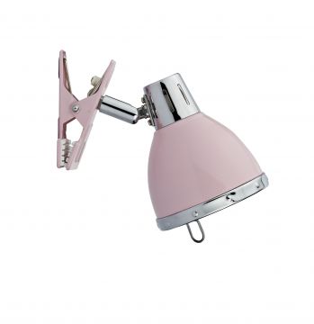 Single Head Clip On Pink and Chrome Spot Lamp ID Large View