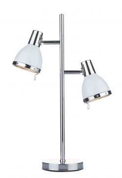 Double Head White and Chrome Table Lamp - DISCONTINUED Large View