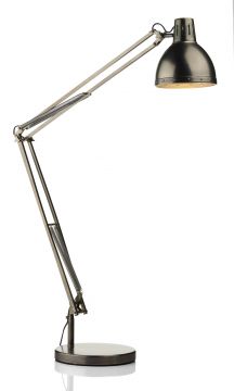 Single Head Antique Chrome Floor Lamp with Shade - DISCONTINUED Large View