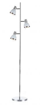 Triple Head White and Polished Chrome Floor Lamp - DISCONTINUED Large View