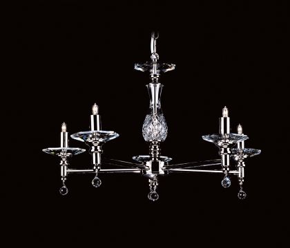 Nickel Finish and Crystal 5 Arm Chandelier ID Large View