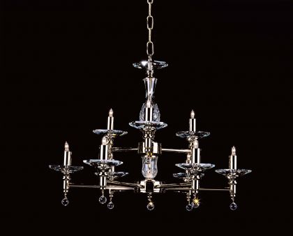 Gold Plated and Crystal 6+3 Arm Chandelier ID Large View