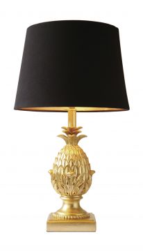 Gold Finish Pineapple Table Lamp complete with Black Shade ID Large View
