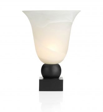 Black Table Lamp  complete with Alabaster Style Glass Shade - DISCONTINUED Large View