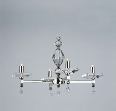 4 Arm Nichel Finish and Chunky Cut Glass Chandelier ID Large View
