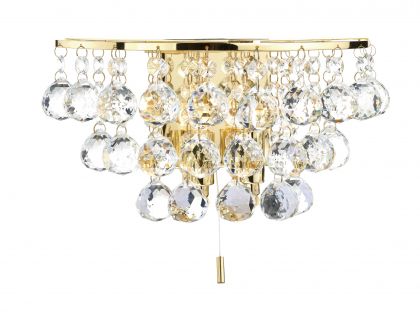Polished Brass and Crystal Glass Double Wall Bracket - DISCONTINUED Large View