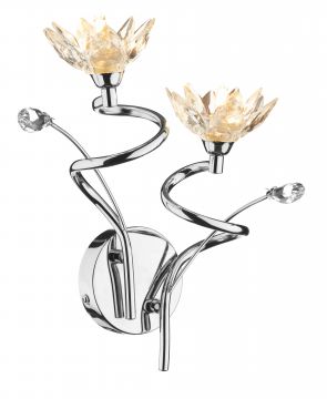 Polished Chrome Double Wall Bracket with Crystasl Glass Flowers - DISCONTINUED Large View