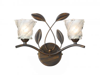 Switched Bronze Double Wall Bracket with Glass Shades - DISCONTINUED Large View