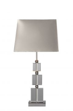 Crystal Glass and Chrome Table Lamp with Silver Shade - DISCONTINUED Large View