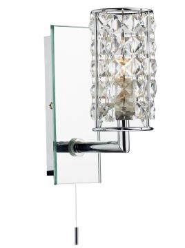 Polished Chrome and Faceted Glass Single Wall Bracket IP44 ID Large View