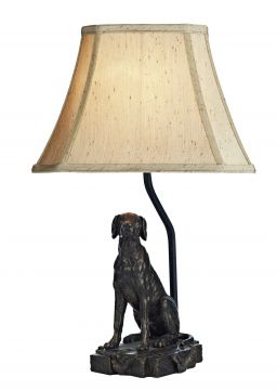 Hand Cast Resin Table Lamp in a Bronze Finish with Shade ID Large View
