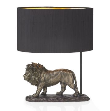 A Stunning Lion Sculpture Table Lamp  With A Silk Shade - DISCONTINUED Large View