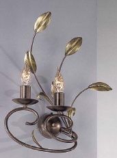 Brown Italian wall light with green and gold decoration ID  Large View