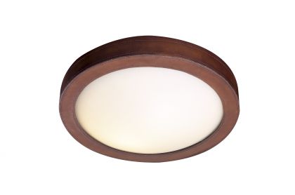 A Tanned Leather Effect Flush Ceiling Light With Opal Glass ID Large View