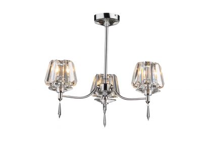 Polished Chrome 3 Light Semi Flush with Crystal Glass Shades ID Large View