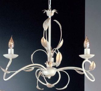 Ivory and gold Italian 3 arm ceiling light ID Large View