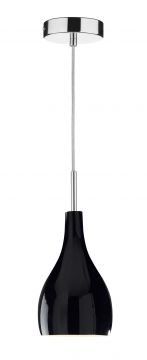 A Simple Black Single Pendant with Polished Chrome Ceiling Rose ID Large View