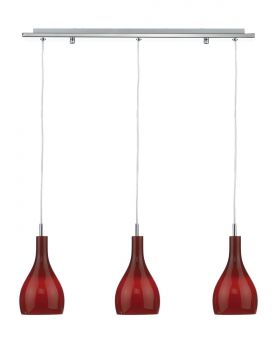 A Bar Light Featuring Three Red Suspended Pendants - DISCONTINUED Large View
